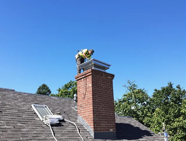 Montclair Chimney Sweep technician measuring a chimney cap in Montclair, CA
