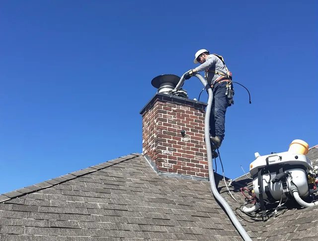 Dedicated Montclair Chimney Sweep team member cleaning a chimney in Montclair, CA