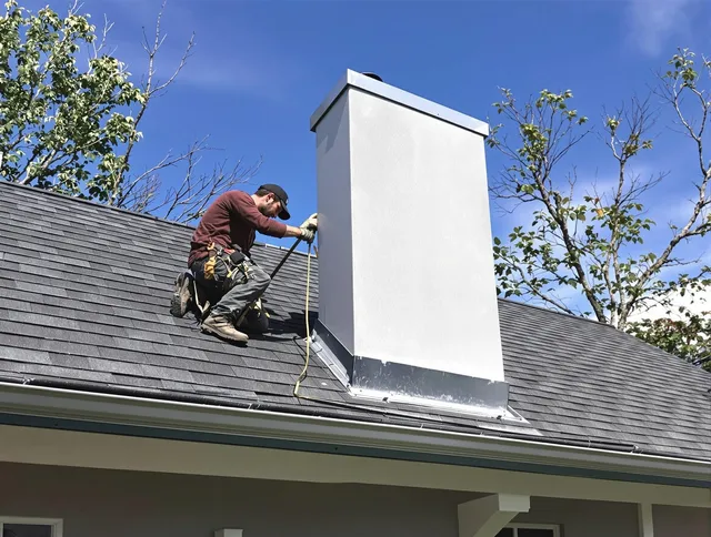 Montclair Chimney Sweep team member finishing chimney construction in Montclair, CA