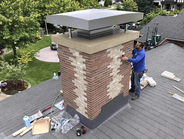 Montclair Chimney Sweep team working on a custom chimney remodel in Montclair, CA
