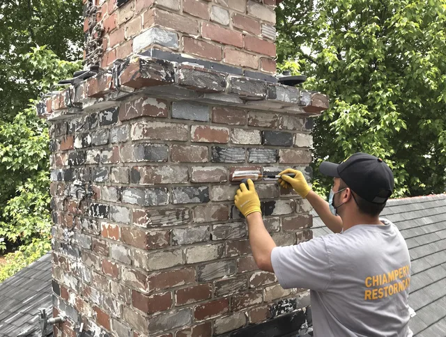 In-progress chimney restoration by Montclair Chimney Sweep in Montclair, CA