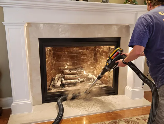 Fireplace cleaning performed by Montclair Chimney Sweep in Montclair, CA